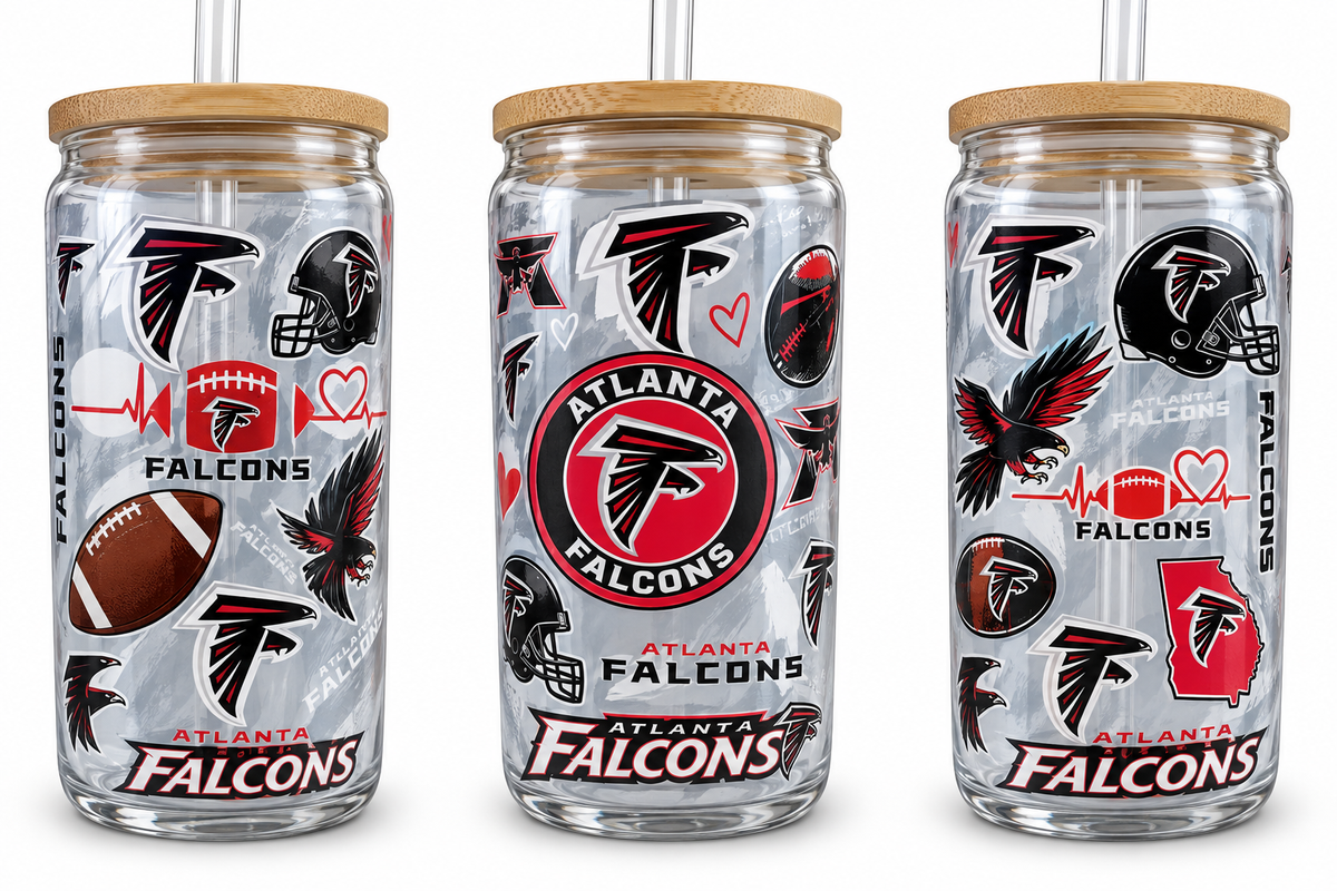 16 oz Atlanta Falcons Football Glass Tumbler