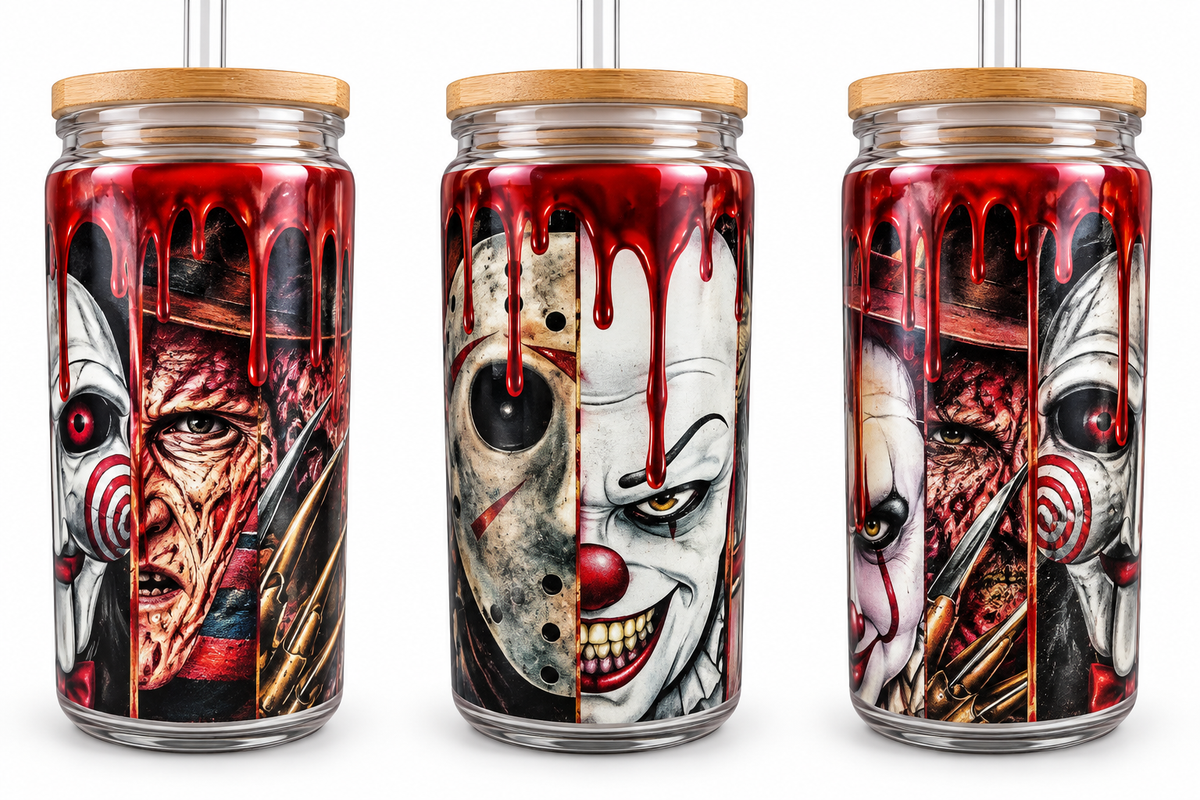 16 oz Classic Horror Icons Blood Drip Glass Tumbler