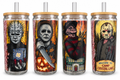 16 oz Classic Horror Icons Glitter Glass Tumbler – Spooky Halloween Cup