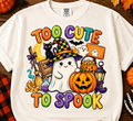 Too Cute to Spook Halloween T-Shirt – Adorable Ghost & Pumpkin Graphic Tee