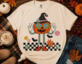 Retro Halloween Pumpkin Shirt | Groovy Peace Sign Jack O’ Lantern Tee | Cute Fall Graphic Shirt
