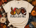 Peace Love Fall Football Graphic T-Shirt
