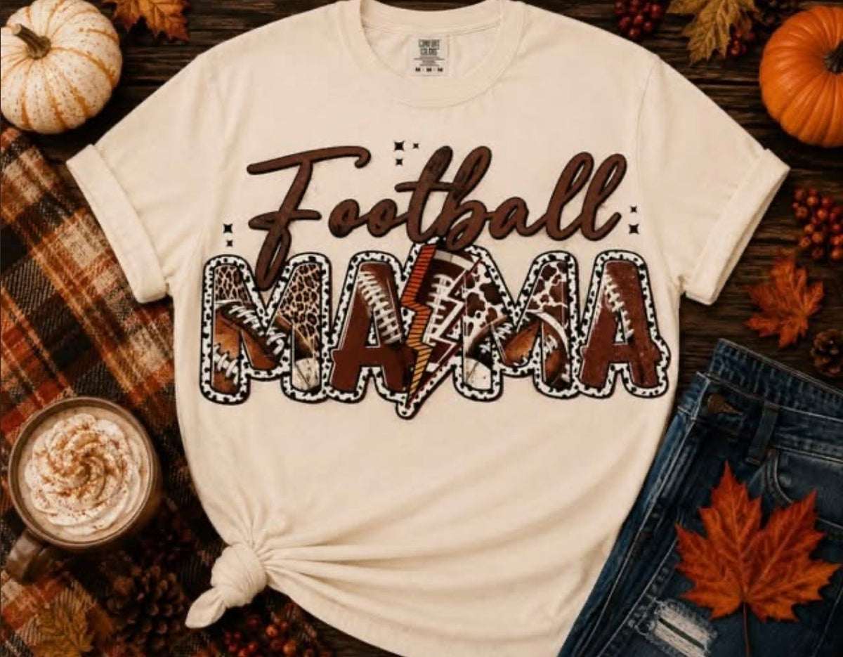 Football Mama Shirt | Cute Game Day Mom Tee | Leopard & Cow Print Football Graphic