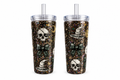 16 oz Spooky Skulls & Bows Glitter Plastic Tumbler