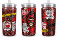 16 oz True Crime Junkie Red & Black Glitter Plastic Tumbler