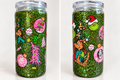 16 oz Green Glitter Holiday Mischief Plastic Tumbler