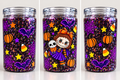 16 oz Spooky Rag Doll & Skeleton Halloween Glitter Plastic Tumbler