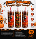 Spooky Halloween Pumpkin Glitter Tumbler – 16oz