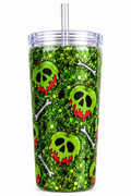 Poison Apple Glitter Tumbler – Spooky Halloween Skull Apple Cup