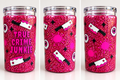 16 oz True Crime Junkie Pink Glitter Plastic Tumbler